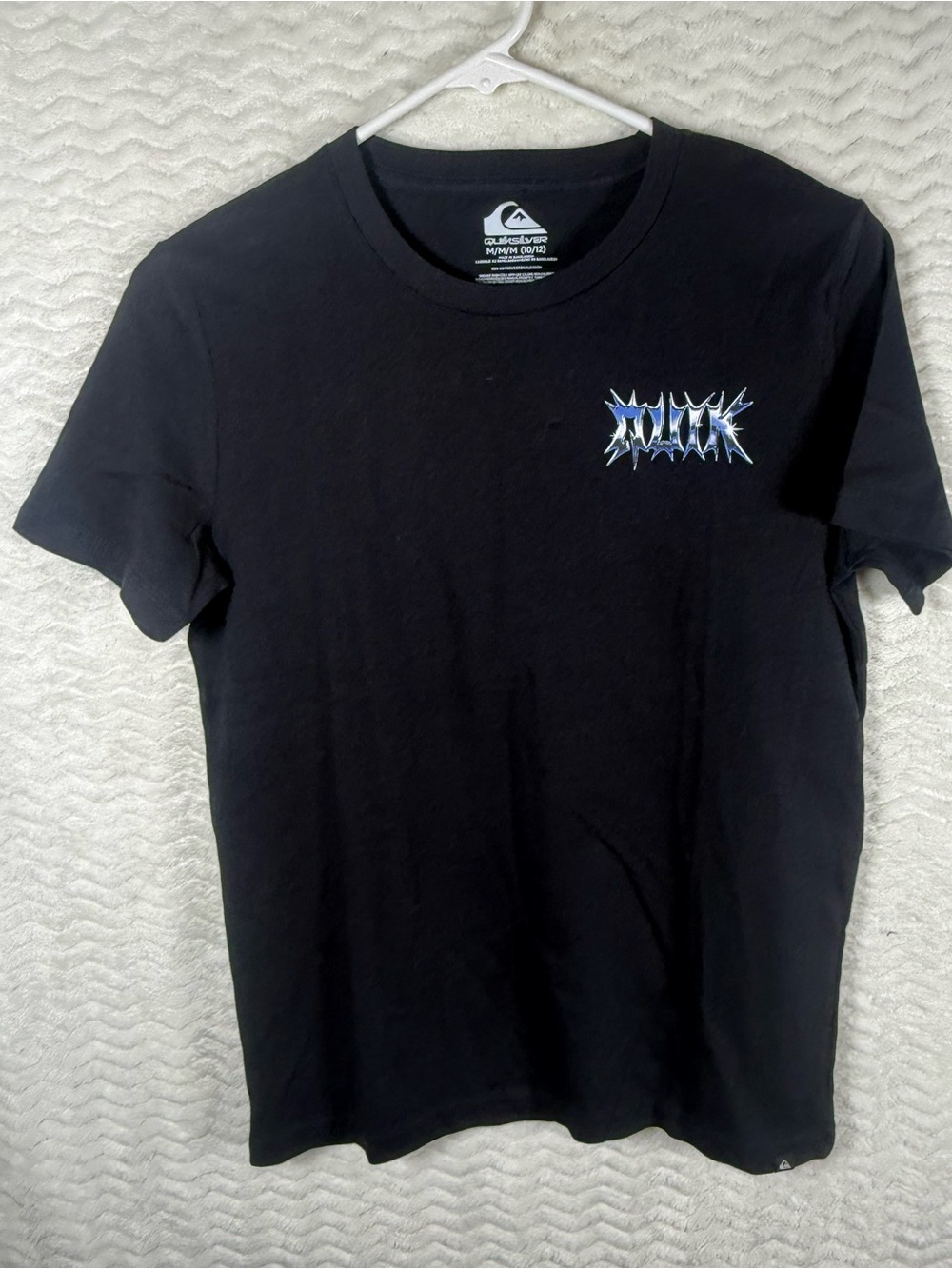 Quiksilver Black Short Sleeve Tee with Blue Spiked Logo